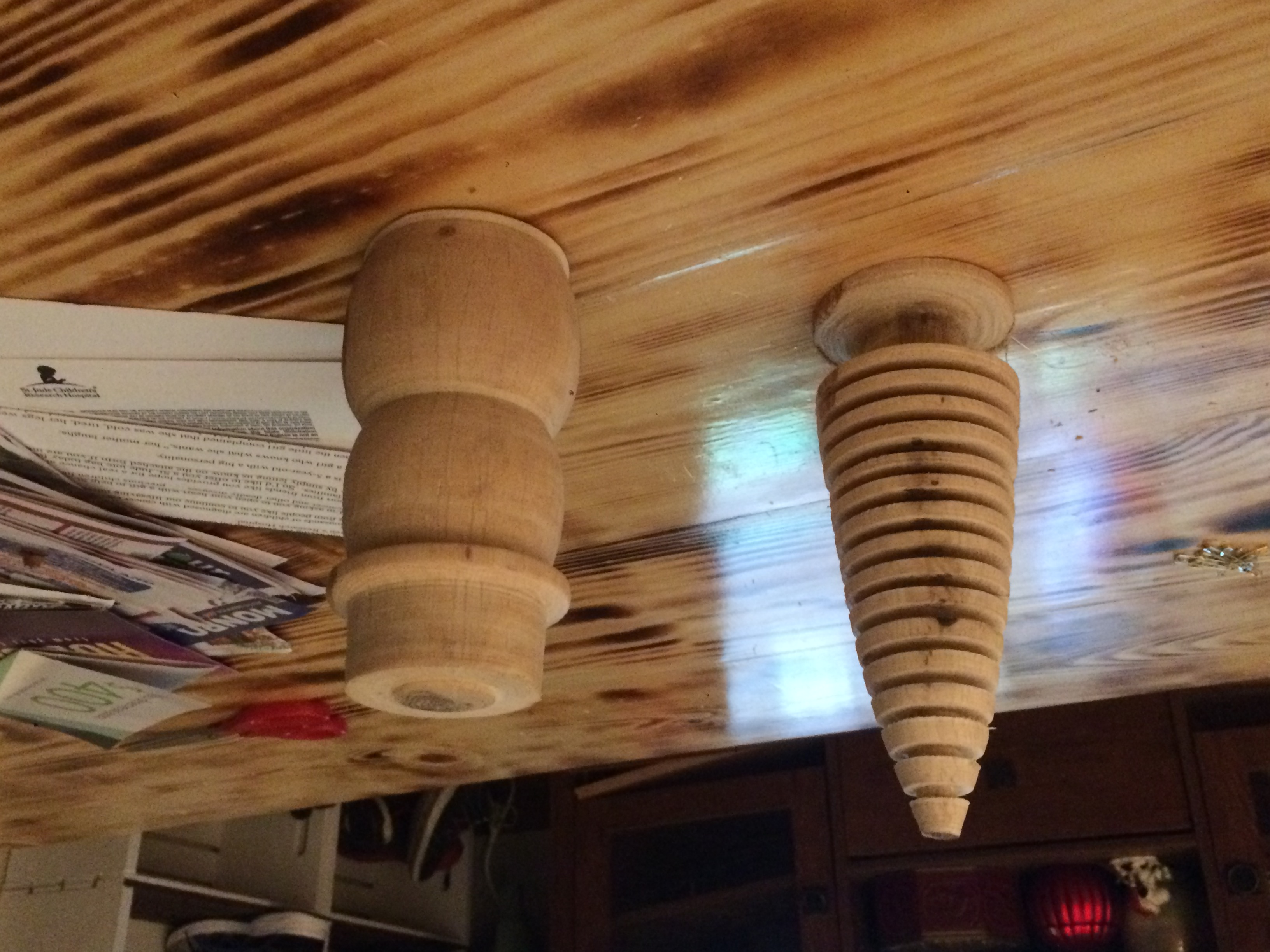 Turned wooden tree and snowman figurines